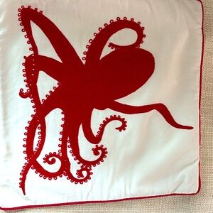 Vibrant Red Octopus Decorative Pillow Cover